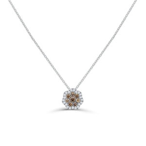 Chocolate and White Diamond Flower Pendant