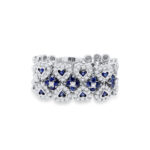 Diamond and Sapphire Weave Heart Ring